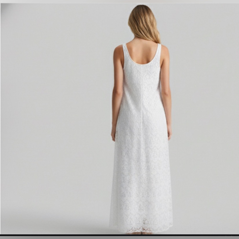 Elegant Bohemian Sleeveless Lace Long Dress White - Picture 5 of 11